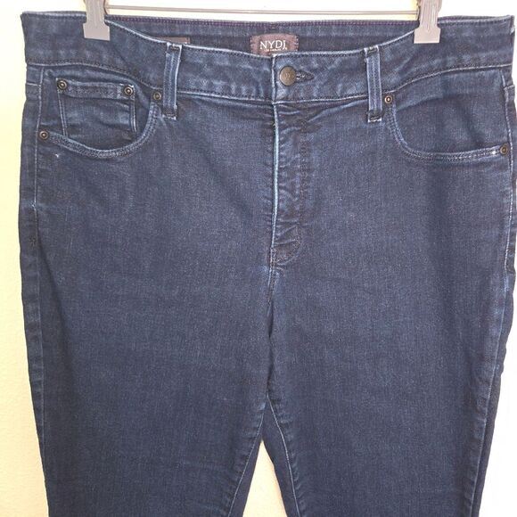 NYDJ Marilyn Straight Leg Dark Wash Denim Jeans Size 14W Lift X Tuck - Picture 3 of 6